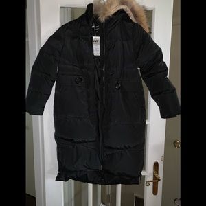 Long black puffer coat